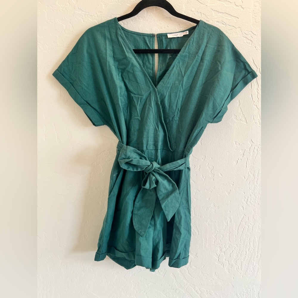 Lush Green Linen Romper